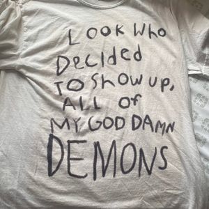 White graphic t-shirt/ medium